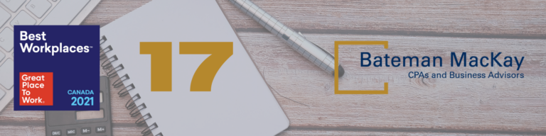 Banner celebrating Bateman MacKay's 17th ranking of Best Workplaces