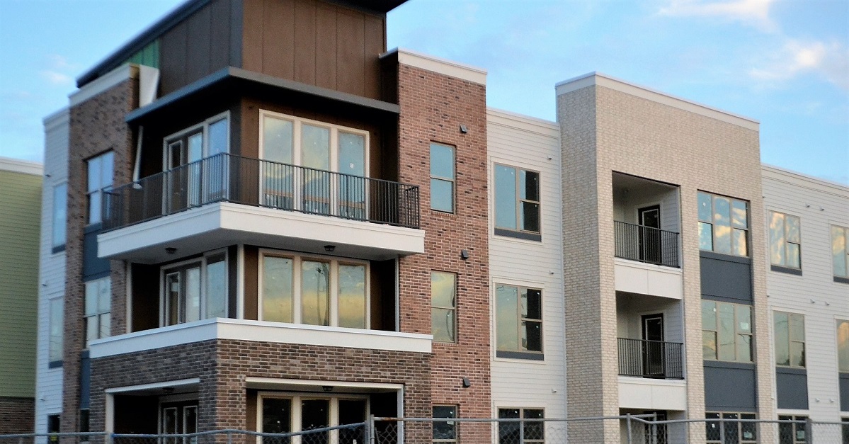 Exterior shot of condos