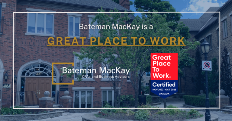 Great Place to work announcement photo with an exterior shot of an office and logos