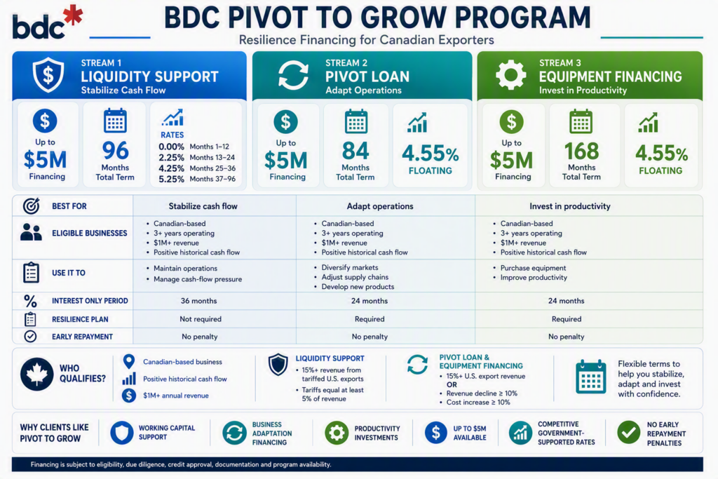 BDC Pivot to Grow infographic